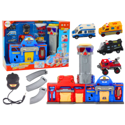 Policijos ir ugniagesių komandos bazės rinkinys su automobiliais