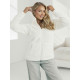 Moteriškas baltas džemperis su gobtuvu Mona JS/HH007/3 - Džemperiai Moteriškas baltas džemperis su gobtuvu Mona Džemperiai su gobtuvu