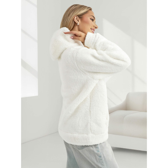 Moteriškas baltas džemperis su gobtuvu Nara JS/HH192/1 - Džemperiai Moteriškas baltas džemperis su gobtuvu Nara Džemperiai su gobtuvu