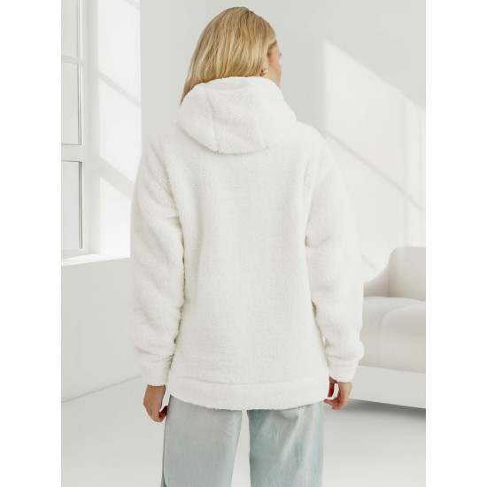 Moteriškas baltas džemperis su gobtuvu Nara JS/HH192/1 - Džemperiai Moteriškas baltas džemperis su gobtuvu Nara Džemperiai su gobtuvu