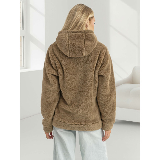 Moteriškas rudas džemperis su gobtuvu Nara JS/HH192/3 - Džemperiai Moteriškas rudas džemperis su gobtuvu Nara Džemperiai su gobtuvu