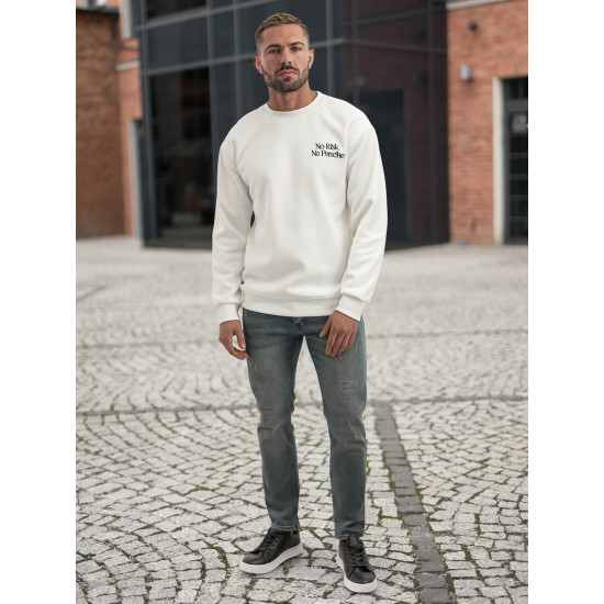Vyriškas baltas džemperis be gobtuvu Risk Džemperiai su užrašais