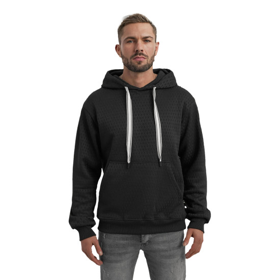 Vyriškas juodas džemperis su gobtuvu Carla Džemperiai su gobtuvu