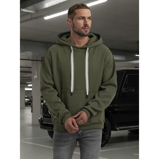 Vyriškas chaki džemperis su gobtuvu Carla Džemperiai su gobtuvu