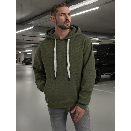 Vyriškas chaki džemperis su gobtuvu Carla Džemperiai su gobtuvu