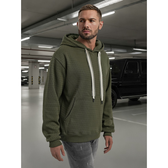 Vyriškas chaki džemperis su gobtuvu Carla Džemperiai su gobtuvu