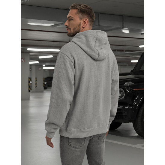 Vyriškas pilkas džemperis su gobtuvu Race Džemperiai su gobtuvu