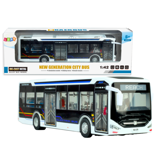 Baltas elektrinis miesto autobusas Autobusai