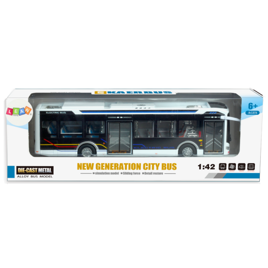 Baltas elektrinis miesto autobusas Autobusai