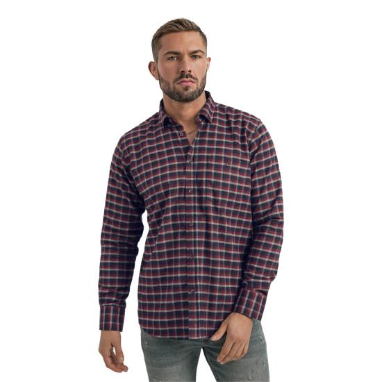 Vyriški tamsiai mėlyni-bordo languoti marškiniai Marino Marškiniai