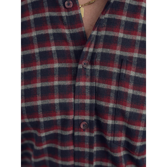 Vyriški tamsiai mėlyni-bordo languoti marškiniai Marino Marškiniai