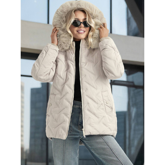 Moteriška šviesiai pilka žieminė striukė su gobtuvu Levi Moteriškos striukės