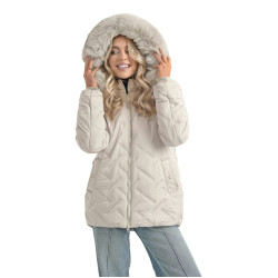 Moteriška šviesiai pilka žieminė striukė su gobtuvu Levi