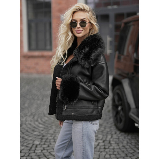 Moteriška juoda žieminė striukė Cari Moteriškos striukės