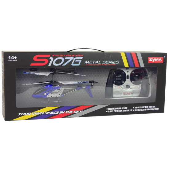 SYMA S107G sraigtasparnis + nuotolinio valdymo pultas + įkraunama baterija Mėlyna 12648 - Žaislai SYMA S107G sraigtasparnis + nuotolinio valdymo pultas + įkraunama baterija Mėlyna Radijo bangomis valdomi žaislai