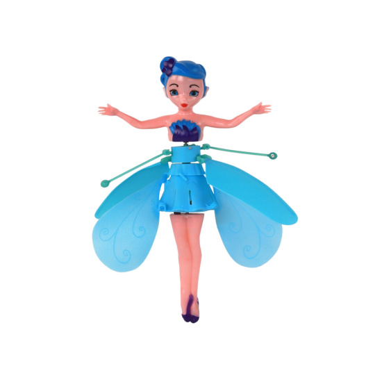 Magiška skraidanti mėlyna fėjų lėlė valdoma rankomis Lėlės