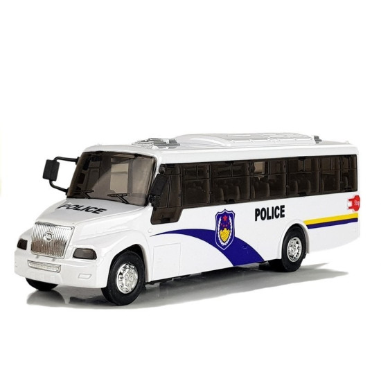 Baltas policijos autobuso modelis su garso efektais Tarnybiniai automobiliai