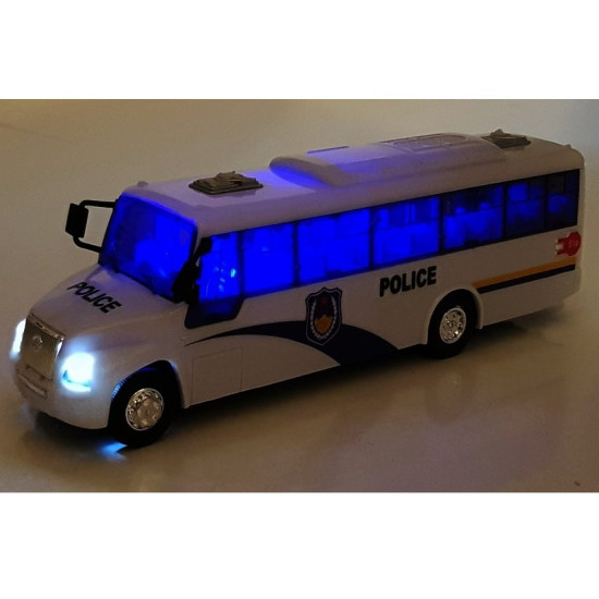 Baltas policijos autobuso modelis su garso efektais Tarnybiniai automobiliai