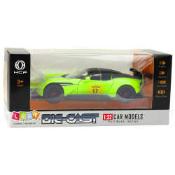 Žalias sportinis automobilis su atidaromomis durimis