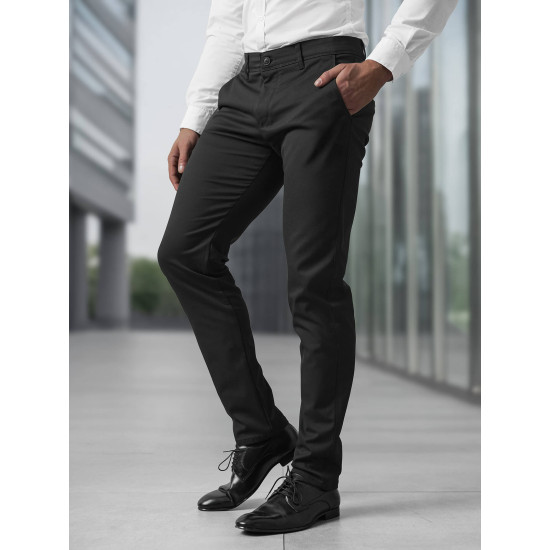 Vyriškos juodos chino kelnės Reno V/6545 - Kelnės Vyriškos juodos chino kelnės Reno Klasikinės kelnės