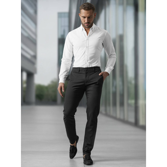 Vyriškos juodos chino kelnės Reno V/6545 - Kelnės Vyriškos juodos chino kelnės Reno Klasikinės kelnės