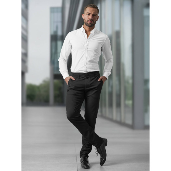 Vyriškos juodos chino kelnės Reno V/6545 - Kelnės Vyriškos juodos chino kelnės Reno Klasikinės kelnės