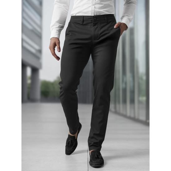 Vyriškos juodos chino kelnės Reno V/6545 - Kelnės Vyriškos juodos chino kelnės Reno Klasikinės kelnės