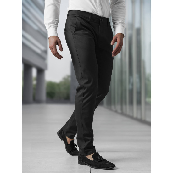 Vyriškos juodos chino kelnės Reno V/6545 - Kelnės Vyriškos juodos chino kelnės Reno Klasikinės kelnės