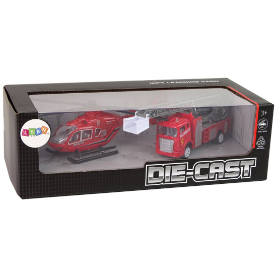 Ugniagesių automobilio ir sraigtasparnio rinkinys Automobilių rinkiniai