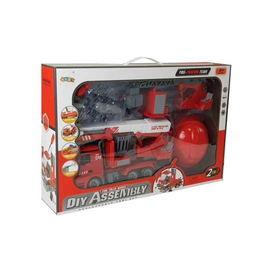 2-in-1 ugunsdzēsēju mašīnas DIY komplekts Uzņēmuma automašīnas