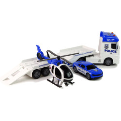 Policijos rinkinys: vilkikas, automobilis ir sraigtasparnis