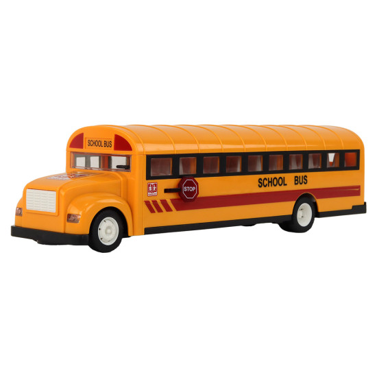 Geltonas nuotoliniu būdu valdomas R/C mokyklinis autobusas su atidaromomis durimis Radijo bangomis valdomi žaislai