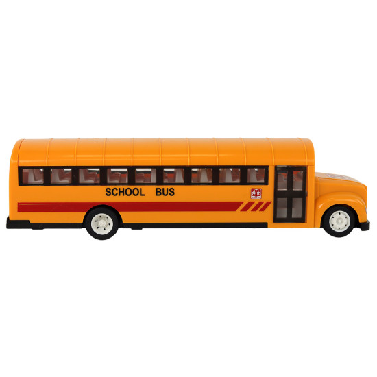 Geltonas nuotoliniu būdu valdomas R/C mokyklinis autobusas su atidaromomis durimis Radijo bangomis valdomi žaislai