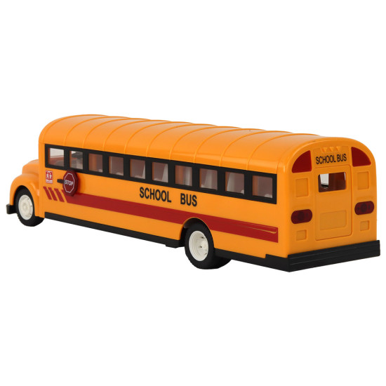 Geltonas nuotoliniu būdu valdomas R/C mokyklinis autobusas su atidaromomis durimis Radijo bangomis valdomi žaislai