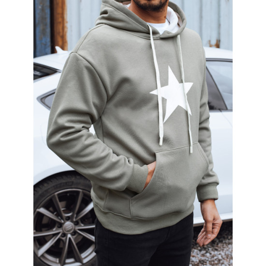 Vyriškas pilkas džemperis su gobtuvu Star Džemperiai su gobtuvu