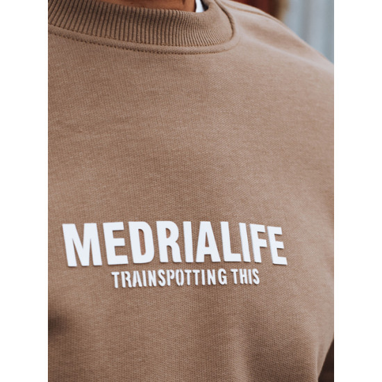 Vyriškas rudas džemperis Medrialife BX5926 - Vyriški džemperiai Vyriškas rudas džemperis Medrialife Džemperiai be gobtuvo
