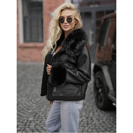 Moteriška juoda žieminė striukė Cari Moteriškos striukės