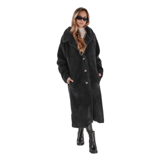 Moteriškas ilgas juodas žieminis paltas Fabio Moteriškos striukės