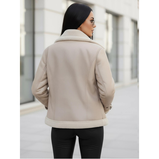 Moteriška rusva odinė striukė su kailiuku Elen JS/11Z8177