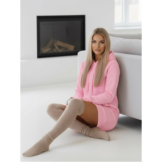 Moteriška šviesiai rožinė suknelė su gobtuvu Margaret JS/YS10005/20-EY1428