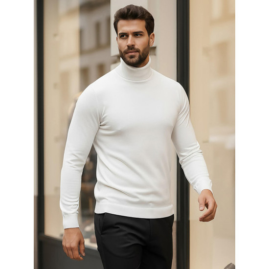 Vyriškas baltas megztinis aukštu kaklu Lenox Megztiniai