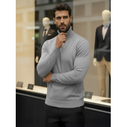 Vyriškas pilkas megztinis aukštu kaklu Lenox