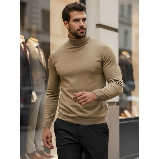 Vyriškas rudas megztinis aukštu kaklu Lenox Megztiniai