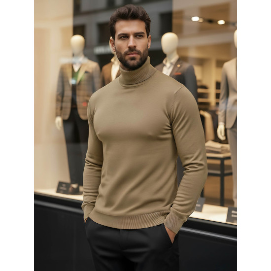 Vyriškas rudas megztinis aukštu kaklu Lenox Megztiniai