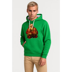 Žalias džemperis su gobtuvu Kalėdų senelis su vaikais