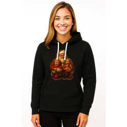 Juodas džemperis su gobtuvu Kalėdų senelis su vaikais