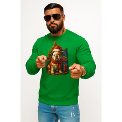 Žalias džemperis be gobtuvo Kalėdinis šuo