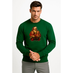 Vyriškas tamsiai žalias džemperis Kalėdų senelis su vaikais