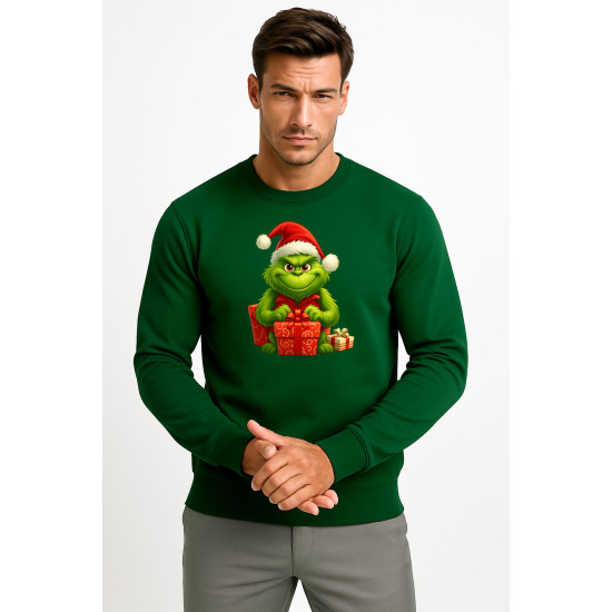 Tamsiai žalias džemperis Grinčas su dovanomis