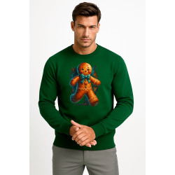 Tamsiai žalias džemperis be gobtuvo Imbierinis sausainis